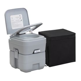 Portable Toilet With 5.3 Gallon Waste Tank and Carry Bag, Porta Potty for RV Boat Camping, Gray - Gray