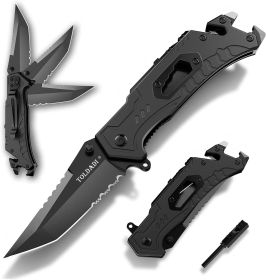 Pocket Knife With Clip, Folding Knife, Pocket Knife for Men,Sharp Hiking Camping Fishing Work Outdoor Survival Men knives - Black