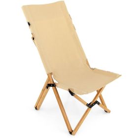 Bamboo Folding Camping Chair with 2-Level Adjustable Backrest - Natural