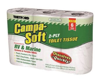 Thetford Campa-Soft RV & Marine Toilet Paper, 6 Rolls - 6 Rolls