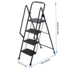 Four step ladder, lightweight folding four step stool, wide anti slip pedal and safety handle, sturdy steel ladder, multi-purpose step ladder