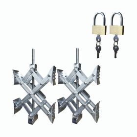 Wheel Stabilizer RV Tire Stabilizers X-Shaped Wheel Chock Stabilizer, for Campers Travel Trailers Trucks, Spaced 10.5inch Apart - 2 pcs