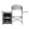 Foldable Outdoor BBQ Portable Grilling Table with Windscreen Bag - Gray