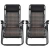2 Pieces Folding Patio Rattan Zero Gravity Lounge Chair - Brown