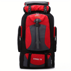 70L Hiking Camping Backpack, Hunting Climbing Backpack for Outdoor, Backpack Water Resistant, Tactical Backpack - Red
