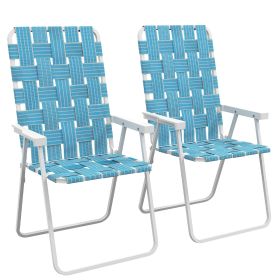 Outsunny Set of 2 Patio Folding Chairs, Classic Outdoor Camping Chairs, Portable Lawn Chairs for Camping, Garden, Pool, Beach, Backyard w/ Armrests