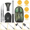 6-in-1 Multi Tool Survival Kit Shovel Knife Axe Saw Nail Puller w/ Pouch Outdoor Gear Camping - Black