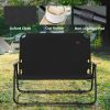 Outsunny Double Folding Camping Chair, Loveseat for 2 Adults, Portable Camping Couch with Wood Armrest & Cupholders, for Backpacking, Beach