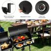 Charcoal Grill, Outdoor Charcoal Grill with Offset Smoker, Barbecue Outdoor Camping Charcoal Grills & Smokers with Grill Cover