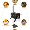 Camping Stove for Hot Tents, Carbon Steel Wood Burning Stove with Stainless Wall Chimney Pipes for Tents, Shelter