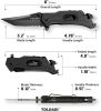 Pocket Knife With Clip, Folding Knife, Pocket Knife for Men,Sharp Hiking Camping Fishing Work Outdoor Survival Men knives - Black