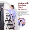 Four step ladder, lightweight folding four step stool, wide anti slip pedal and safety handle, sturdy steel ladder, multi-purpose step ladder