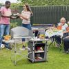 Foldable Outdoor BBQ Portable Grilling Table with Windscreen Bag - Gray