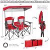 Portable Folding Camping Canopy Chairs with Cup Holder - Red