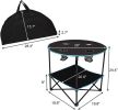 Bosonshop Folding Table, Travel Camping Picnic Collapsible Round Table with 4 Cup Holders and Carry Bag (Black & Blue) - Black & Blue