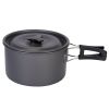 12Pcs Camping Cookware Set Camping Stove Aluminum Pot Pans Kit for Hiking Picnic Outdoor with Cup Fork Spoon Knife - Grey