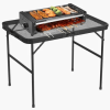 1Pc Folding Camping Table Portable Aluminum Roll-up Picnic BBQ Desk with Carrying Bag Heavy Duty Outdoor Beach Backyard Party Patio - black