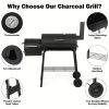 Charcoal Grill, Outdoor Charcoal Grill with Offset Smoker, Barbecue Outdoor Camping Charcoal Grills & Smokers with Grill Cover