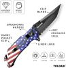 Pocket Knife With Clip, Folding Knife, Pocket Knife for Men,Sharp Hiking Camping Fishing Work Outdoor Survival Men knives - Flag