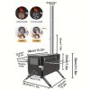 Camping Stove for Hot Tents, Carbon Steel Wood Burning Stove with Stainless Wall Chimney Pipes for Tents, Shelter