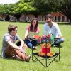 Bosonshop Folding Table, Travel Camping Picnic Collapsible Round Table with 4 Cup Holders and Carry Bag (Black & Blue) - Black & Blue