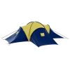 Camping Tent Fabric 9 Persons Blue and Yellow - Multicolour