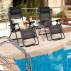 2 Pieces Folding Patio Rattan Zero Gravity Lounge Chair - Brown