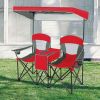 Portable Folding Camping Canopy Chairs with Cup Holder - Red