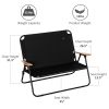Outsunny Double Folding Camping Chair, Loveseat for 2 Adults, Portable Camping Couch with Wood Armrest & Cupholders, for Backpacking, Beach