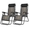2 Pieces Folding Patio Rattan Zero Gravity Lounge Chair - Gray