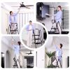 Four step ladder, lightweight folding four step stool, wide anti slip pedal and safety handle, sturdy steel ladder, multi-purpose step ladder