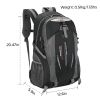 36L Travel Backpack Waterproof Hiking Daypack with Multiple Compartments and Pockets, Nylon Backpack for Camping - Black