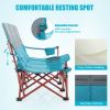 3 Person Folding Camping Chair with 2 Cup Holders Cotton Padding & Storage Bag - Blue