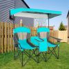 Portable Folding Camping Canopy Chairs with Cup Holder - Turquoise