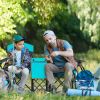 Portable Folding Camping Canopy Chairs with Cup Holder - Turquoise