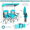Portable Folding Camping Canopy Chairs with Cup Holder - Turquoise