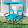 Portable Folding Camping Canopy Chairs with Cup Holder - Blue