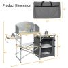 Foldable Outdoor BBQ Portable Grilling Table with Windscreen Bag - Gray