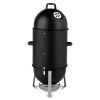 Vertical Steel Charcoal Smoker, Heavy Duty Three Layer Round BBQ Grill Smokey Mountain Cooker for Outdoor Cooking, Black