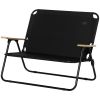 Outsunny Double Folding Camping Chair, Loveseat for 2 Adults, Portable Camping Couch with Wood Armrest & Cupholders, for Backpacking, Beach