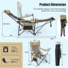 Camping Lounge Chair with Detachable Footrest Adjustable Backrest - Khaki