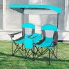Portable Folding Camping Canopy Chairs with Cup Holder - Turquoise