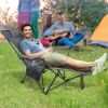 Camping Lounge Chair with Detachable Footrest Adjustable Backrest - Gray