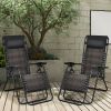 2 Pieces Folding Patio Rattan Zero Gravity Lounge Chair - Brown