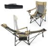 Camping Lounge Chair with Detachable Footrest Adjustable Backrest - Khaki