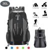 36L Travel Backpack Waterproof Hiking Daypack with Multiple Compartments and Pockets, Nylon Backpack for Camping - Black