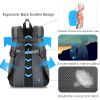 36L Travel Backpack Waterproof Hiking Daypack with Multiple Compartments and Pockets, Nylon Backpack for Camping - Black