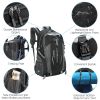 36L Travel Backpack Waterproof Hiking Daypack with Multiple Compartments and Pockets, Nylon Backpack for Camping - Black